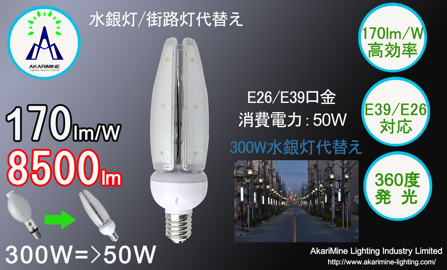 50W 8500LM E26 E39口金 AkariMine Lighting Industry Limited.